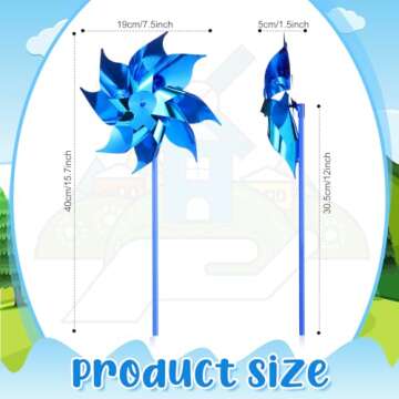 Deekin Blue Pinwheels Bulk for Health Awareness Pinwheels for Yard and Garden Reflective Pin Wheel Spinners Toy(100 Pcs)