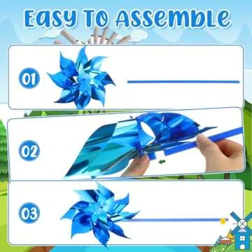 Deekin Blue Pinwheels Bulk for Health Awareness Pinwheels for Yard and Garden Reflective Pin Wheel Spinners Toy(100 Pcs)