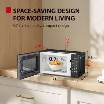 TOSHIBA Small Microwave Oven with 11 Power Levels, Sound On/Off & Eco Mode