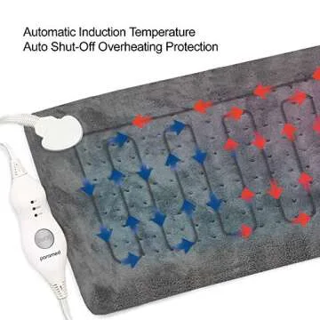 PARAMED Heating Pad XL King Size by Paramed - Extra Large 12” x 24” - Auto Shut-Off Function - for Neck, Back, Shoulder, Menstrual Pain & Sore Muscle Relief – Washable Grey