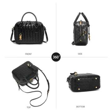 LEESTUTY Trendy Woven Crossbody Bag for Women - Woven Top Handle Satchel Handbag - Weaved Hand Purse for Lady - Soft Vegan Leather
