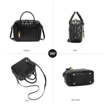 LEESTUTY Trendy Woven Crossbody Bag for Women - Woven Top Handle Satchel Handbag - Weaved Hand Purse for Lady - Soft Vegan Leather