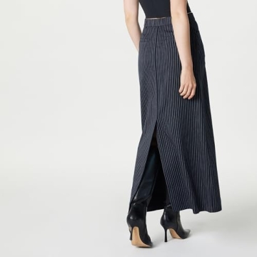 The Drop Women's Navy Pinstripe Long Column Skirt