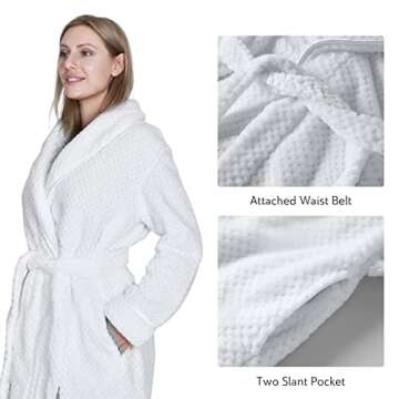 Hellomamma Womens Long Robe Soft Warm Fleece Plush Bathrobe Ladies Sleepwear Pajamas Housecoat Night...