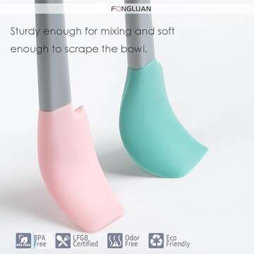 FONGLUAN Mini Silicone Spatula Set of 5 - Heat Resistant & Nonstick Rubber Spatulas - Dishwasher Saf...
