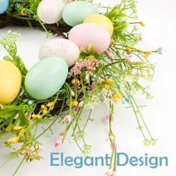 Lotus Hills 18" Easter Wreath with Macaron Colored Eggs
