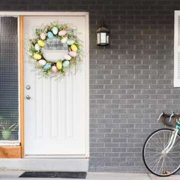 Lotus Hills 18" Easter Wreath with Macaron Colored Eggs