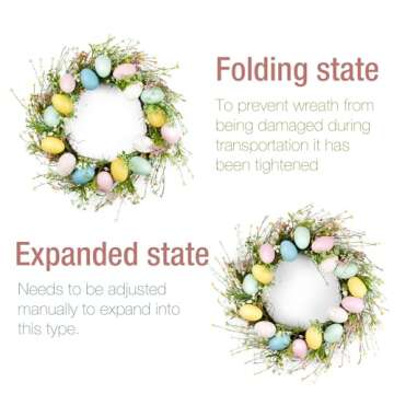 Lotus Hills 18" Easter Wreath with Macaron Colored Eggs