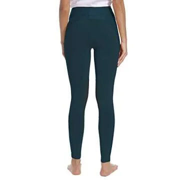 FitsT4 Sports Women's Riding Tights Knee Patch Ventilated Active Schooling Tights Blue XL