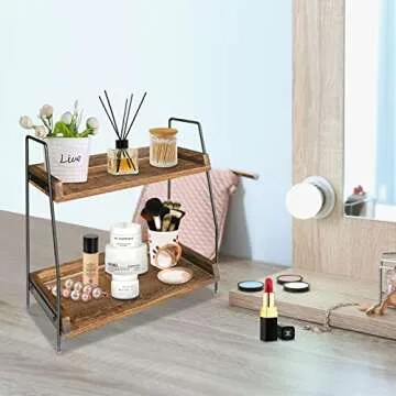 Megsooul Coffee Bar Accessories and Organizer Countertop, Coffee Station Organizer Kitchen Counter Shelf Organizer,Coffee Condiment Storage,Cup Lid Holder Countertop Shelf for Bathroom (Dark Brown)