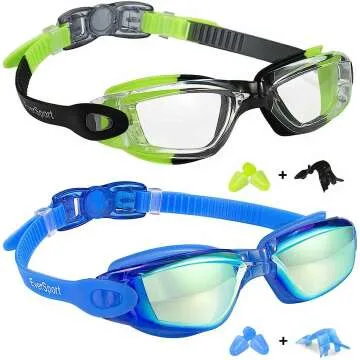 Kids Swim Goggles Pack of 2, Anti-Fog UV Protection