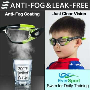 Kids Swim Goggles Pack of 2, Anti-Fog UV Protection
