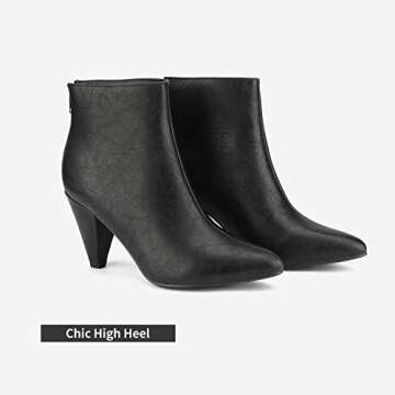 DREAM PAIRS Women's Pointed Toe Ankle Boots High Heel Booties Fashion Zipper Dress Boots,Size 9,Blac...