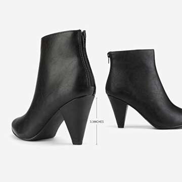 DREAM PAIRS Women's Pointed Toe Ankle Boots High Heel Booties Fashion Zipper Dress Boots,Size 9,Black/Pu,KALILA