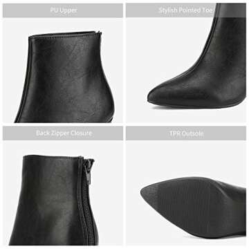 DREAM PAIRS Women's Pointed Toe Ankle Boots High Heel Booties Fashion Zipper Dress Boots,Size 9,Black/Pu,KALILA