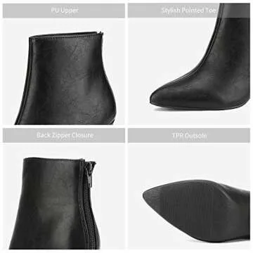 DREAM PAIRS Women's Pointed Toe Ankle Boots High Heel Booties Fashion Zipper Dress Boots,Size 9,Black/Pu,KALILA