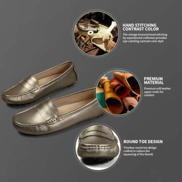 Artisure Women's Genuine Leather Slip-On Loafers for Comfort