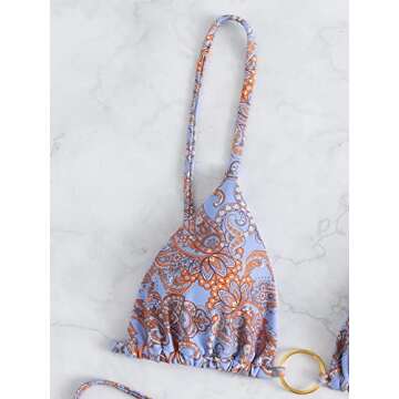 MakeMeChic Tie Triangle Bikini Set in Purple for Women