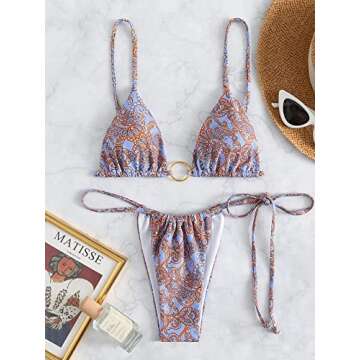 MakeMeChic Tie Triangle Bikini Set in Purple for Women