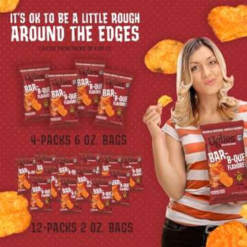 UGLIES BBQ Kettle-Cooked Potato Chips, Gluten-Free Snacks, Kosher-Friendly Chips, Non-GMO Snacks for Kids or Office, Lunch Snacks, Individual Snack Packs, 6 Oz. Bags, Pack of 4