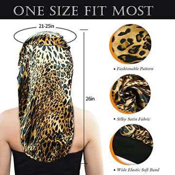 4 Pieces Satin Sleep Cap for Curly Hair and Dreadlock, Long Braids Sleeping Bonnets Silky Hair Bonne...
