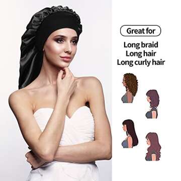 4 Pieces Satin Sleep Cap for Curly Hair and Dreadlock, Long Braids Sleeping Bonnets Silky Hair Bonnet for Women