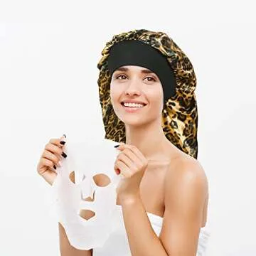 4 Pieces Satin Sleep Cap for Curly Hair and Dreadlock, Long Braids Sleeping Bonnets Silky Hair Bonnet for Women