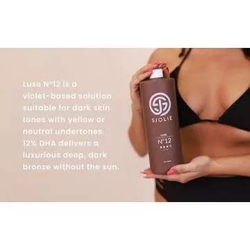 SJOLIE Spray Tan Solution - Luxe 12 - Violet Based Dark Blend | Sunless Tanning Solution for Deep, D...