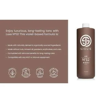 SJOLIE Spray Tan Solution - Luxe 12 - Violet Based Dark Blend | Sunless Tanning Solution for Deep, Dark Bronze Finish, All Natural (32oz)