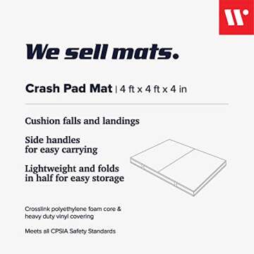 We Sell Mats Thick BiFolding Gymnastics Crash Landing Mat - Portable Foam Mat for Tumbling Cheer Wre...