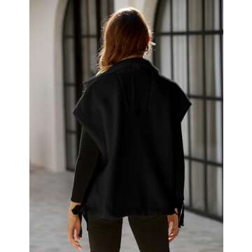 Yeokou Women's Fleece Vest Casual Sleeveless Button Down Winter Warm Sherpa Jacket with Pockets(-Black-M)