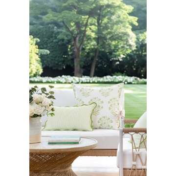 Hofdeco Premium Coastal Patio Indoor Outdoor Throw Pillow Cover, 20"x20", Water Repellent Floral Des...