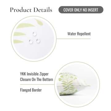 Hofdeco Coastal Throw Pillow Cover 20x20 for Indoors Outdoors