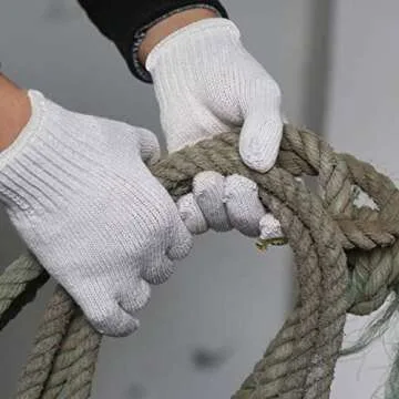 Evridwear Cotton Polyester String Knit Shell Safety Protection Work Gloves for Painter Mechanic Industrial Warehouse Gardening Construction Men & Women 12 Pairs, no Dots, Large Size