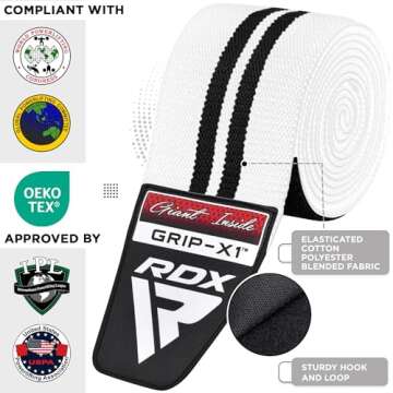 RDX Knee Wraps for Weightlifting, 78” Elasticated Straps Power Lifting Leg Press Support Gym Fitne...