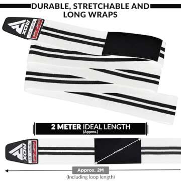 RDX Knee Wraps for Weightlifting, 78” Elasticated Straps Power Lifting Leg Press Support Gym Fitness Squats Workout Men Women