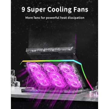 KeiBn Cooling Pad: 9 Quiet Fans & RGB Light for 15.6-17.3 Inch Laptops