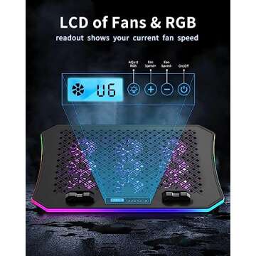 KeiBn 9-Fan RGB Laptop Cooling Pad for Gamers and Professionals