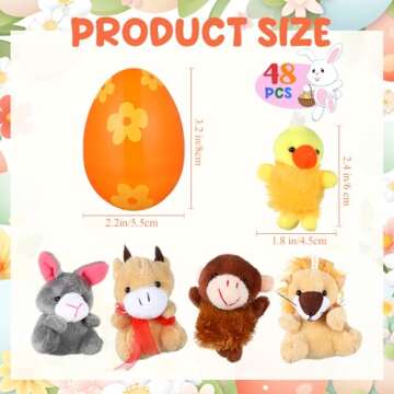 Sumind 48 Pieces Easter Eggs DIY Prefilled with Plush Animals – Colorful Surprise for Kids