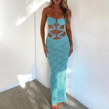 Sexy Lace Strapless Maxi Dress for Stylish Women