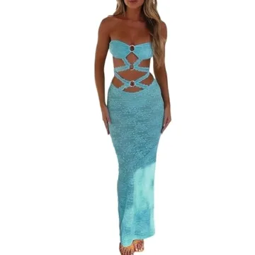 Sexy Lace Strapless Maxi Dress for Stylish Women