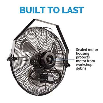 NewAir Wall Mounted High Velocity Fan | 18" Air Fan | Quiet High Velocity Blade Fan | 3 Speed Settings Box Fan | Heavy Duty Fan For Industrial Use | Portable Outdoor Shop Fan | Black | WindPro18W