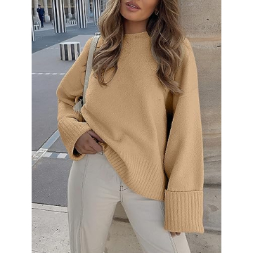 ANRABESS Women's Casual Fuzzy Knit Sweater for Fall 2024