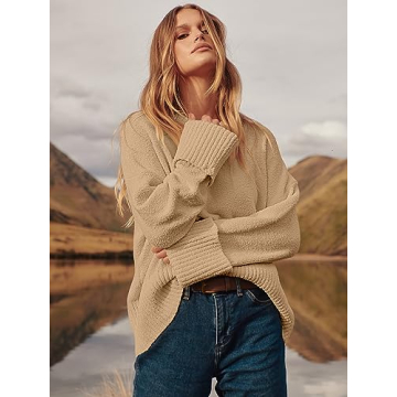 ANRABESS Women's Casual Fuzzy Knit Sweater for Fall 2024