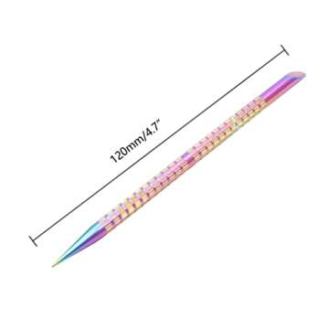 2 Pcs Holographic Stainless Steel Sticks Double Sided Nail Art and Cuticle Pusher Remover Manicure Pedicure Tool