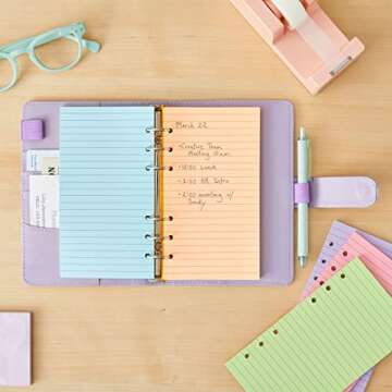 Paper Junkie Colored A6 Lined Binder Paper - 240 Sheets/480 Pages (Pack of 6) Ring Hole Punch Blank ...