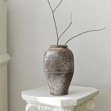LIZOFER Antique 9.06'' Ceramic Flower Vase for Home