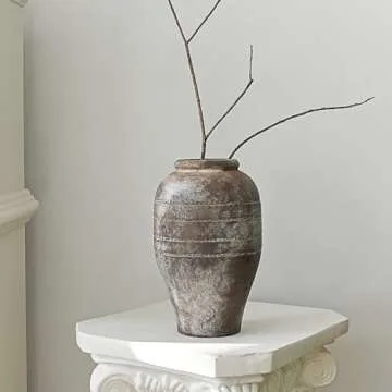 LIZOFER Antique 9.06'' Ceramic Flower Vase for Home