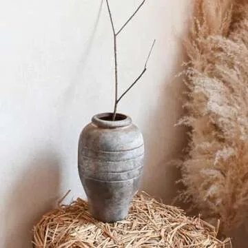 LIZOFER Antique 9.06'' Ceramic Flower Vase for Home