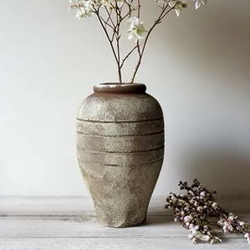 LIZOFER Antique 9.06'' Ceramic Flower Vase for Home